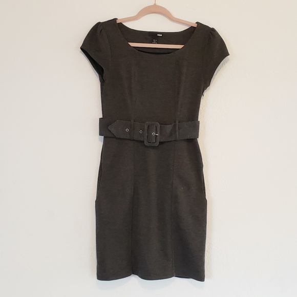 H&M Gray Belted Elegant Work Dress Size 6 with Pockets! - Picture 2 of 13